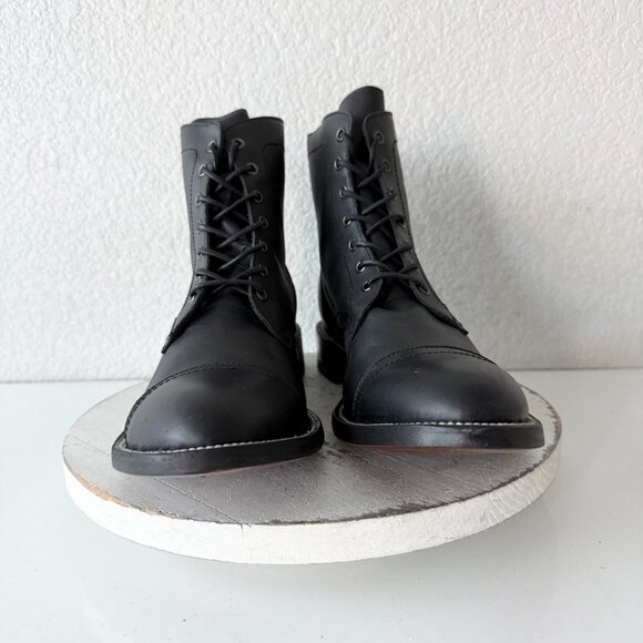 NEW Lane Mens Black Ankle Boots Size 12.5 Lace-up Casual Genuine Leather Sole - Picture 5 of 11